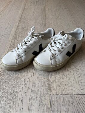 Veja White Sneakers with Black V Logo